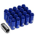 J2 Engineering 7075 Aluminum Blue M12 x 1.5 20Pcs L: 50mm Close End Lug Nut w/Socket Adapter