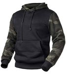 MANLUODANNI Men's Pullover Hoodies Hooded Sweatshirt Camo Patchwork Top Casual Hoody with Kangaroo Pocket Black M