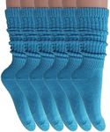 AWS/American Made Slouch Socks Cotton Scrunch Knee High Extra Long and Heavy Socks (Turquoise, 6)