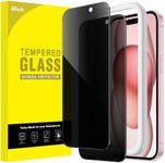 JETech Privacy Screen Protector for iPhone 15 6.1-Inch, Anti-Spy Tempered Glass Film with Easy Installation Tool, 2-Pack