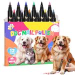 Dog Nail Polish Pens Quick Dry, Pet Nail Polish Set for Dogs Cats, Dog Safe Nail Polish Non Toxic, Easy to Create Designs on Dog Nails - Great Girl Dog Accessories for Large & Small Dogs (12 Pcs)