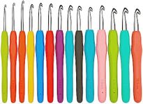 14Pcs Crochet Hooks Set Ergonomic Handle Extra Long Extreme Soft Smooth Multicolor Multi Size Knitting Crochet Supplies for Arthritic Hands, Beginners, Mom, Best Friend(2-10mm)