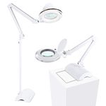 Brightech Lightview Pro 2 in 1 - Magnifying Glass LED Reading Lamp Converts from Table to Floor Lamp - Real Diopter Glass Magnifier with Bright Lights - for Crafts & Professional Tasks