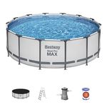 Bestway Power Steel Above Ground Pool - Round Swimming Pool Set - Blue, 14ft