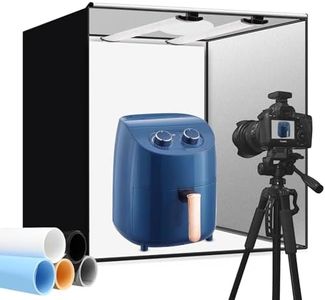 Heorryn Professional Photo Light Box, 24x24x24 Inches Portable Photo Studio Box Folding Shooting Tent Kit with Brightness Dimmable LED Lights & 5 Backdrops for Jewellery, Food, Shoes Photography etc