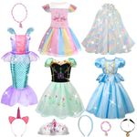 Meland Princess Dress Up for Girls, Kids Dress up Clothes for Girls 3-6, Mermaid Princess Costume Gifts for Girls