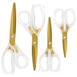 Uaugulft Acrylic Scissors, Sharp Titanium Blades with Ergonomic ABS Handle, Multi-Purpose Scissors Set of 4, Suitable for Sewing and Household, Clear and Gold-Toned