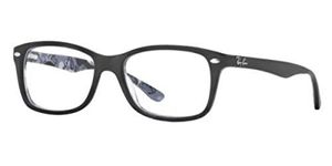 Ray-Ban RX5228 Square Prescription Eyeglass Frames, Black On Texture Camouflage/Demo Lens, 53 mm