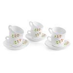 Cello Dazzle Queen Cup & Saucer 130 ml | Home and Kitchen Decor Items | Cups, Mugs and Saucer for Kitchen | Coffee Cup and Saucer Set | 6 Units | Secret Garden, White