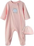 Little Me Baby Girls 2-piece Boys' Footie and Cap Set, Welcome to the World/Pink Bear, 3 Months