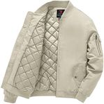 Gopune Men's Windproof Bomber Jacket Winter Warm Padded Outwear Flight Coats, Light Khaki, X-Large