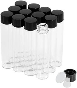 7ml Clear Glass Vials with Screw Caps and Plastic Stoppers, 2 Dram Transparent Small Liquid Sample Vial, Leak-Proof Vial, 50PCS