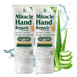 Miracle of Aloe’s Miracle Hand Repair Cream 8 oz Healing Aloe Vera Lotion for Dry, Cracked Hands with 60% Ultra Aloe Gel - Moisturizes, Softens, and Repairs - Non-Greasy, Lightly Scented (2-Pack)