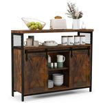 GiantexUK Industrial Buffet Sideboard, Wooden Storage Cabinet with 2 Sliding Barn Doors, 3-position Adjustable Shelves & Anti-toppling Device, Kitchen Cupboard Organizer Unit for Dining Living Room