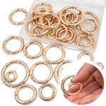 BieFuDan 20PCS Trigger Spring O Rings,Keychain Ring O Clip,Pale Gold Carabiner Clip,Round Carabiner Clip Snap Keyring,5 Size Multi-Purpose Snap for Keyrings Buckle, Bags, Purses, Handbag（Pale Gold）