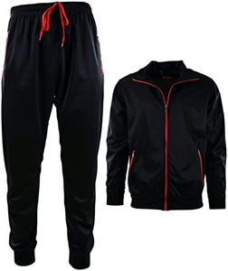ChoiceApparel Mens Athletic 2 Piece Tracksuit Set, 141-black/Red, Small