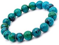 None Brand Diabetes Relief Chrysocolla Bracelet, Handcrafted 8mm Natural Chrysocolla Crystal Energy Beaded Bracelets