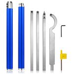 Upgraded Carbide Tipped Woodturning Tools Set, 4 IN 1 Lathe Rougher/Finisher/Swan Neck Hollower Wood Turning Tools, with Interchangeable Aluminum Alloy Grip Extension Handle and Wrench