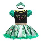 Dressy Daisy Infant Baby Girl Princess Romper Costumes Onesie Dress Bodysuit with Headband Size 9-12 Months Green 298