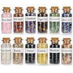 12Pcs Crystals Gemstone Bottles Set, Healing Crystal Tumbled Stones Collection Kit Natural Quartz Gravel Wishing Bottle, Reiki, Healing, Meditation, DIY Decorations