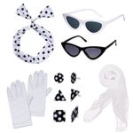 HOVEOX 1950's Women Costume Accessories Scarf Headband Set for 50's Party, White, Large