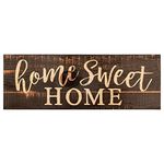 P. Graham Dunn Home Sweet Home Script Design Black Distressed 15.75 x 5.5 Inch Solid Pine Wood Plank Wall Plaque Sign