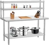 Garvee Stainless Steel Table with Overshelves, 36" X 24" Commercial Work Table with 36" X 12" Shelf, Metal Kitchen Prep Table & Shelving Combo