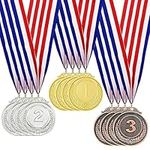 Midyrrg 12 Pcs Medals for Children 2 inch Metal Medals Gold Silver Bronze Winner Medals for Kids Adults Medal with Ribbon 1st 2nd 3rd Place Kids Toy Medals for Football Sports Day Medals Prizes