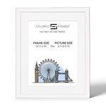 Tailored Frames 235 Matt White 14" x 11" Frame for 11" x 8.5" Picture | Single Picture Frames | Wall Hanging Type | Photo Frame with White Mount