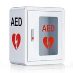 AED Cabinet, First Aid AED Defibrillator Wall Mounted Storage Cabinet, Metal Steel Plate Snap Lock, fits All Brands Cardiac Science for Public Places, 14 x 7.8 x 15.7 Inch