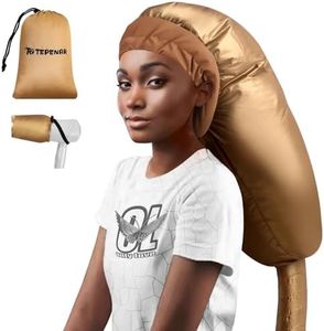 TEPENAR Hair Dryer Bonnet Attachment: Upgraded Extra Large Hooded Dryer Adjustable Hair Dryer Caps - Easy to Use for Natural Curly Textured Hair Care Styling Fast Drying - Gold