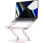 NTMY Pink Laptop Stand,Metal Portable Folding Adjustable Height Support,Pink Laptop Stand for Desk Laptops up to 16 Inches MacBook, Acer,Lenovo,dell Notebook(Pink)