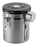 Café Olé CC-250S Bean and Ground Coffee Storage Canister, 18/10 Stainless Steel, Silver