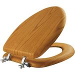 Mayfair 19601CP 378 Toilet Seat with Chrome Hinges, Elongated, Natural Oak Veneer