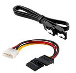 Wizzo (Pack of 1+1 Sata 3 Data Cable with Locking Latch + 4 Pin Molex to Dual SATA Power Y Cable Combo for Internal Hard Disk Drive, HDD, SSD & DVD Writer - BLACK