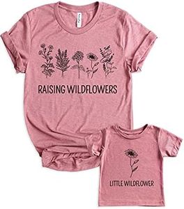 Teeny Fox Raising Wildflowers Little Sunflower Mother Girl Baby Matching Outfits Cute Family Shirts, Raising Wildflowers - Unisex T-shirt, Adult / X-Large