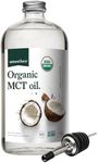 Natural Force Organic MCT Oil – Pure Glass Bottle – Made from 100% Cold Pressed Virgin Coconut Oil + Certified Keto, Paleo, Kosher, Vegan & Non-GMO – Lab Tested for Quality and Purity - 32 Ounce