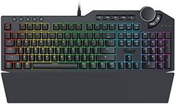 Rosewill Mechanical Gaming Keyboard, 15 RGB Backlit Modes, 2-Port USB Passthrough, Media Keys and Multifunctional Volume Dial, Magnetic Wrist Rest, Tactile and Clicky Blue Switches - NEON K90 RGB