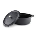 Die-Cast Aluminium, Oval Casserole Dish with Cover Lid, Black, 31 x 25cm, 5L