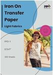 PPD Iron on Transfer Paper for Inkjet Printer for Light Fabric, 8.5 x 11 Printable Paper for Clothing, T Shirts and Cotton Textiles, Print and Cut Heat Transfer, DIY at Home, Washable (300 Sheets)