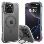 Phonic Pro Shield iPhone 16 Pro Max Case [Invisible Kickstand] 12ft Military-Grade Drop Protection Crystal Clear Back, Compatible with MagSafe, Slim Shockproof Case For iPhone 16 Pro Max (Gunmetal)