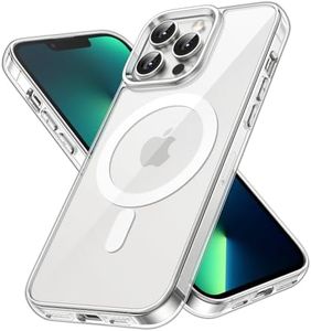 JETech Magnetic Case for iPhone 13 Pro Max 6.7-Inch Compatible with MagSafe Wireless Charging, Shockproof Phone Bumper Cover, Anti-Scratch Clear Back (Clear)