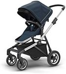 Thule Sleek Navy Blue on Aluminum - Stylish and Versatile Urban Stroller, Thoughtfully Designed for Modern Families, Effortless Maneuverability, Customizable Configurations