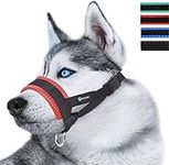 ILEPARK Nylon Soft Dog Muzzle for Dogs Prevent Anti Biting, Barking and Chewing, Adjustable Loop (XL, Red)