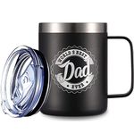 FUDOVA Best Dad Gift Idea for Dad Birthday Christmas Fathers Day - Worlds Best Dad Funny Travel Mug - Double Wall Vacuum Food 316 Stainless Steel Insulated Coffee Tumbler with Lid and Handle 12Oz