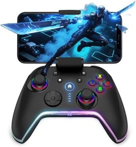 Bcofo Wireless Mobile Game Controller for iOS/iPhone/Android/Cell Phone/Switch/Laptop, Gaming Gamepad with Phone Clip for Gamers, Hall Effect Triggers, Wired PC Control, with RGB LED Lighting/Vibration/6-Axis Gyro/Turbo (Black)