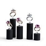 Woodten Cylinder Ring Display Stand 7 Piece Black Acrylic Ring Stand for Jewelry Shop Ring Display Organizer