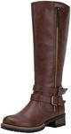 Jeossy Womens' 9660W Knee High Boots, Riding Boots with Wide Calf, Cognac/Brown, Size 9W US-Tall Boots for Women with Outer Decorative Zipper(DJY9660W Cognac 09)