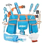 Hi-Spec 16pc Blue Kids Tool Kit Set & Child Size Tool Belt. Real Metal Hand Tools for DIY Building, Woodwork & Construction Learning Tool Kit for Kids