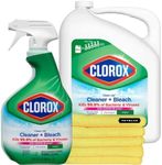 ReyBlue Bundle: Clorox Clean-Up All-Purpose Cleaner with Bleach Spray Bottle, 32 oz. Refill Bottle, 180 oz. Bundles with ReyBlue 5-Pack Premium 16" x 16" 400 GSM Microfiber Cleaning Cloth Towel Rags